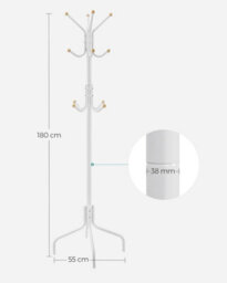 Modern Entryway Stand, Multi-Hook Metal Coat Organizer For Various Spaces, White - thumbnail 2
