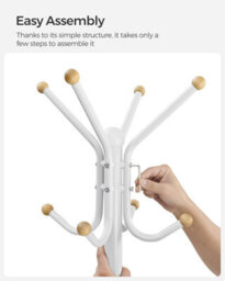 Modern Entryway Stand, Multi-Hook Metal Coat Organizer For Various Spaces, White - thumbnail 7