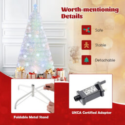 Costway 5 Ft Artificial Fiber Optic Christmas Tree White Pre-Lit Xmas Tree W/ Top Star Light - thumbnail 8