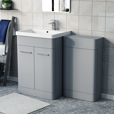 Nes Home Matte Grey 1100mm Freestanding Cabinet Ceramic Basin Wc Unit - image 1