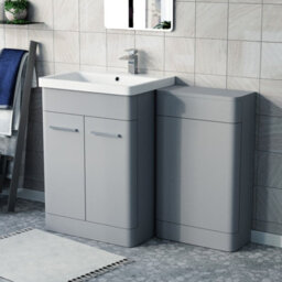 Nes Home Matte Grey 1100mm Freestanding Cabinet Ceramic Basin Wc Unit - thumbnail 1