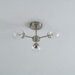 Pagazzi Lighting Pagazzi Niva 3-Light Satin Nickel Clear Glass Semi-Flush Ceiling Light - thumbnail 4