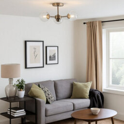 Pagazzi Lighting Pagazzi Niva 3-Light Satin Nickel Clear Glass Semi-Flush Ceiling Light - thumbnail 1