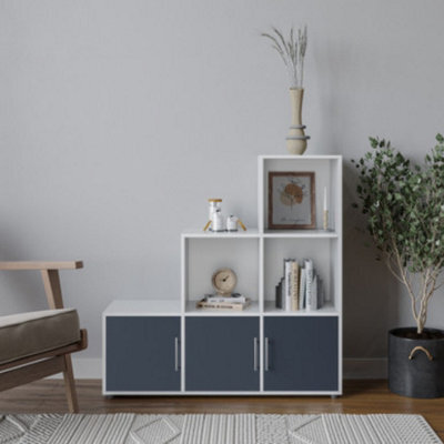Urbn-Living 6-Cube Step Shelving Unit With Metal Handle Doors - image 1