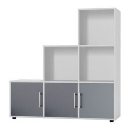 Urbn-Living 6-Cube Step Shelving Unit With Metal Handle Doors - thumbnail 2