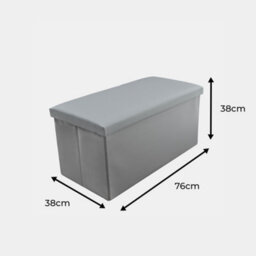 Home Republic Faux Leather Storage Ottoman - Three Seater Grey - thumbnail 2