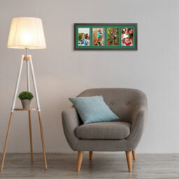 AK Frames 50X20Cm Walnut Sleek Multi Photo Frame With Emerald Mount - Holds 4 Apertures (4X) 6X4 Photos - thumbnail 3