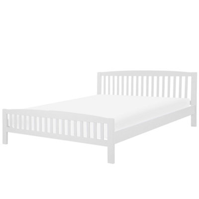 Beliani Bed Pine Wood Castres 180 X 200 Cm (Eu Super King) White - image 1