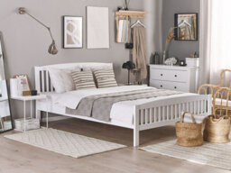 Beliani Bed Pine Wood Castres 180 X 200 Cm (Eu Super King) White - thumbnail 2