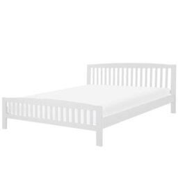 Beliani Bed Pine Wood Castres 180 X 200 Cm (Eu Super King) White - thumbnail 1