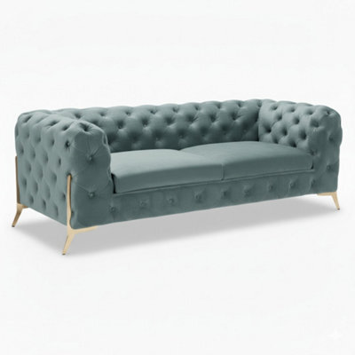 Stratus Interiors Modern Italian Chesterfield Sofa Plush Velvet 3 Seater 195W - image 1