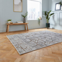 Grey/multi Abstract Luxurious Modern Easy To Clean Rug For Dining Room-120Cm X 170Cm - thumbnail 2