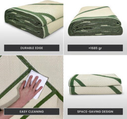 Relsy Large Garden Outdoor Rug For Patio, Olive Green & Cream Geo-Lines  Waterproof Garden Rug 160 X 230Cm - thumbnail 5