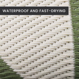 Relsy Large Garden Outdoor Rug For Patio, Olive Green & Cream Geo-Lines  Waterproof Garden Rug 160 X 230Cm - thumbnail 6