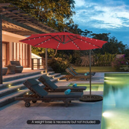 Costway 3 X 3M Cantilever Parasol Backyard Patio Offset Umbrella W/ 32 Solar-Powered Led Lights - thumbnail 4