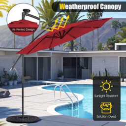 Costway 3 X 3M Cantilever Parasol Backyard Patio Offset Umbrella W/ 32 Solar-Powered Led Lights - thumbnail 5