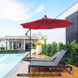 Costway 3 X 3M Cantilever Parasol Backyard Patio Offset Umbrella W/ 32 Solar-Powered Led Lights - thumbnail 3