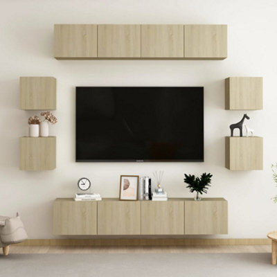 Berkfield 8 Piece Tv Cabinet Set Sonoma Oak Engineered Wood - image 1