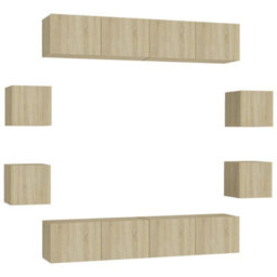 Berkfield 8 Piece Tv Cabinet Set Sonoma Oak Engineered Wood - thumbnail 2