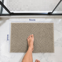 Aspire Homeware Quick Dry Chenille Bathmat Soft Water Absorbent Shower Mat Non-Slip Floor Mat, Khaki (L)80Cm X (W)50Cm - thumbnail 6
