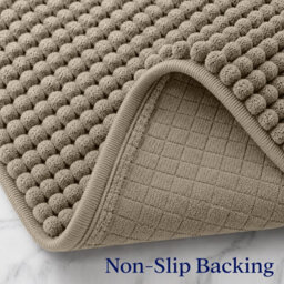Aspire Homeware Quick Dry Chenille Bathmat Soft Water Absorbent Shower Mat Non-Slip Floor Mat, Khaki (L)80Cm X (W)50Cm - thumbnail 3