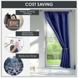 Emma Barclay Cali Blackout Thermal Pencil Pleat Door Curtain, Navy Blue - 46 X 84 Inch Single Panel - thumbnail 6