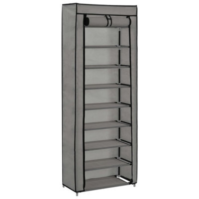 Berkfield Shoe Cabinet With Cover Grey 57X29X162 Cm Fabric - image 1