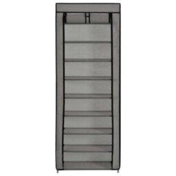 Berkfield Shoe Cabinet With Cover Grey 57X29X162 Cm Fabric - thumbnail 2
