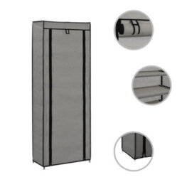 Berkfield Shoe Cabinet With Cover Grey 57X29X162 Cm Fabric - thumbnail 5