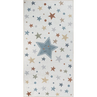 Livabliss Lillian Kids Beige Blue Washable Rug 80 X 150 Cm - image 1