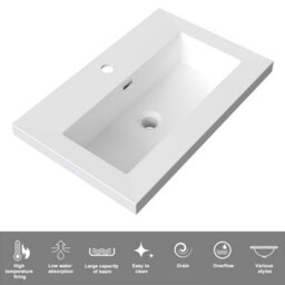 Sline 600mm Wall Mounted  Anthracite Bathroom Vanity Unit With Artificial Stone Basin,3 Soft Close Drawers For Storage,flat Packed - thumbnail 3