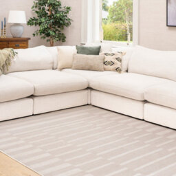 Loomed Soft Washable Machine Washable Cream Modern Area Rug With Low Pile - 240 X 60Cm - thumbnail 4