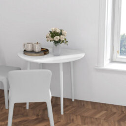 Homcom Foldable Dining Table, Round Drop Leaf Table, Wood Legs, White - thumbnail 7