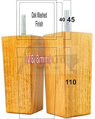 L&F 4X Replacement Furniture Legs Solid Wood 110mm High Sofas Chairs Settee Cabinets Legs M8 Tsp2055 - image 1