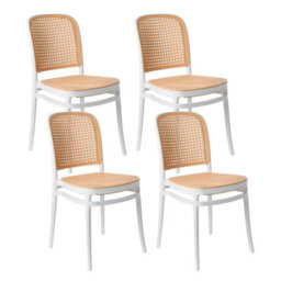Beliani Set Of 4 Garden Chairs Plose White/ Beige - thumbnail 1