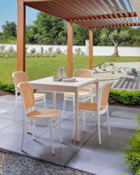 Beliani Set Of 4 Garden Chairs Plose White/ Beige - thumbnail 2