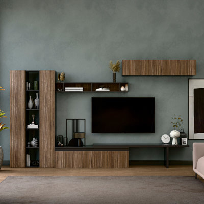 Decorotika Ghent Moduler Modern Tv Unit Wall Mount Customizable Layout Black Alina - image 1