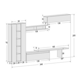 Decorotika Ghent Moduler Modern Tv Unit Wall Mount Customizable Layout Black Alina - thumbnail 6