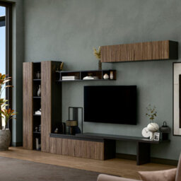 Decorotika Ghent Moduler Modern Tv Unit Wall Mount Customizable Layout Black Alina - thumbnail 3