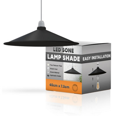 Black Metal  Pendant Light Shade Disc Shape 40Cm Retro Easy Fit Ceiling Lamp Shade For Living Rooms Bedrooms Hanging For Kitchen - image 1