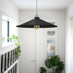 Black Metal  Pendant Light Shade Disc Shape 40Cm Retro Easy Fit Ceiling Lamp Shade For Living Rooms Bedrooms Hanging For Kitchen - thumbnail 4
