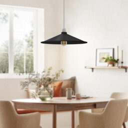 Black Metal  Pendant Light Shade Disc Shape 40Cm Retro Easy Fit Ceiling Lamp Shade For Living Rooms Bedrooms Hanging For Kitchen - thumbnail 3