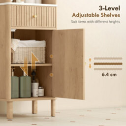 Wyld Haus Fasu Slim Tall Bathroom Cabinet, Oak-Effect Wood Finish, Soft-Close Drawer, 41.5 X 30 X 168 Cm - thumbnail 6
