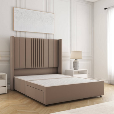 Bsspoke Charlotte Divan Bed Set Mink Plush Velvet With 54Inch Headboard & No Drawers No Mattress In Double King 4Ft 6Ft - image 1