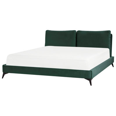 Beliani Bed Velvet Melle 180 X 200 Cm (Eu Super King) Emerald Green - image 1