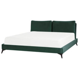 Beliani Bed Velvet Melle 180 X 200 Cm (Eu Super King) Emerald Green - thumbnail 1
