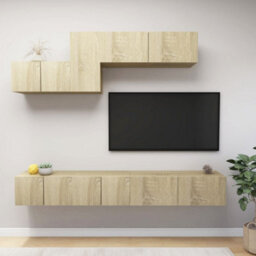 Berkfield 6 Piece Tv Cabinet Set Sonoma Oak Engineered Wood - thumbnail 1