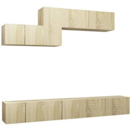 Berkfield 6 Piece Tv Cabinet Set Sonoma Oak Engineered Wood - thumbnail 2