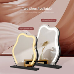 Emke Hollywood Makeup Mirror With 3 Colour Led Light 300X400mm 360 Rotation Irregular Hollywood Mirror Black Frame - thumbnail 5