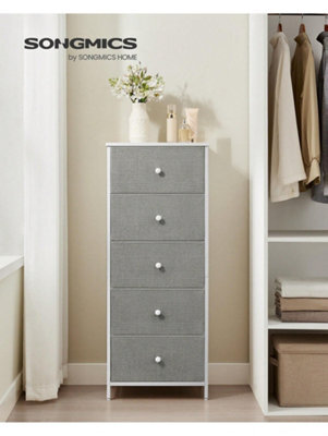 Songmics Drawer Storage Unit, Dresser With 5 Fabric Drawers, Tall And Slim,grey And Cream White - image 1